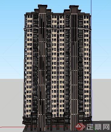 新古典高层住宅建筑设计su精细模型[原创]
