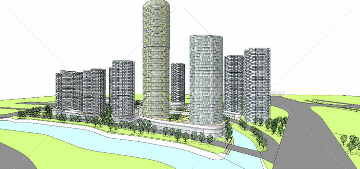 SketchUp办公建筑模型83
