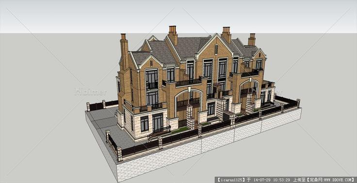 英式双拼别墅建筑su模型