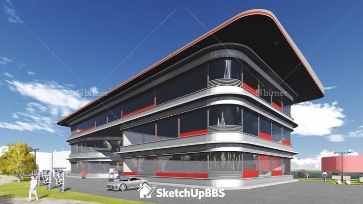 实际项目汽车会所建筑设计方案带SketchUp模型下