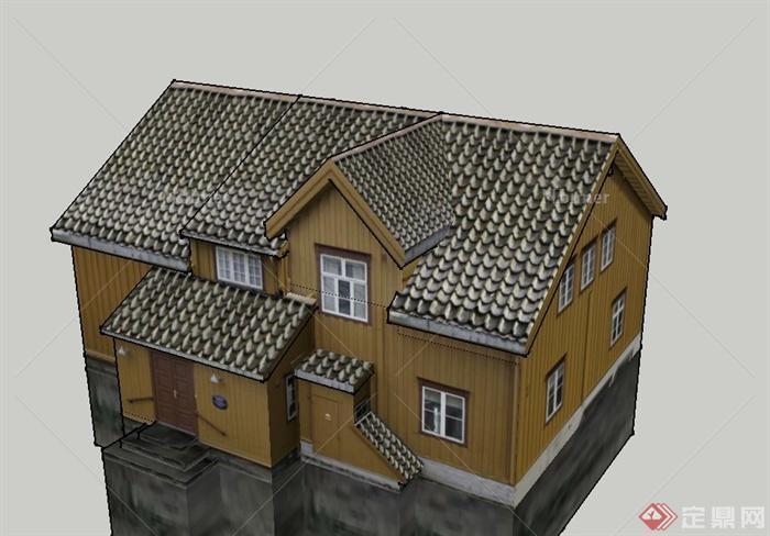 某两层瓦面住宅建筑设计SU模型