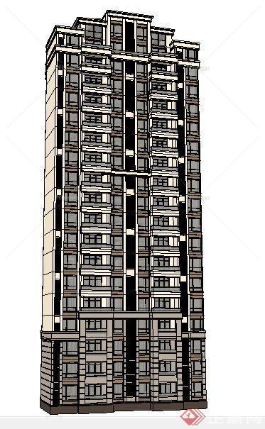 新古典高层公寓楼住宅楼建筑su模型[原创]