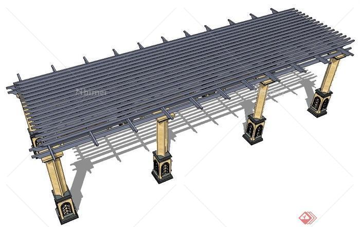 某新古典铁质廊架设计su模型