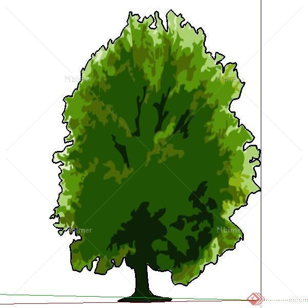 一个2D手绘景观树SU模型素材