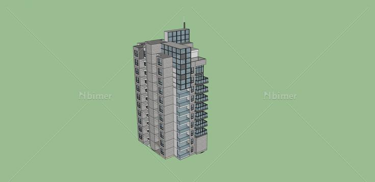 现代高层住宅楼(35522)su模型下载