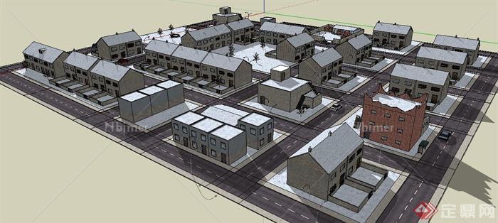 某住宅小镇整体居住建筑设计SU模型