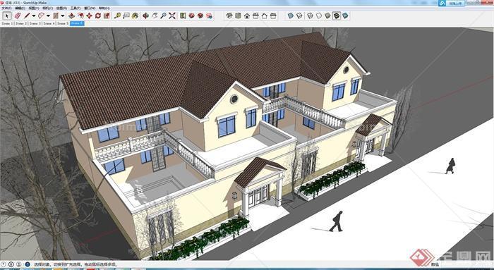 某简欧式住宅建筑设计SU模型1