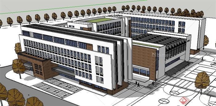 某现代风格中学学校建筑设计SU模型