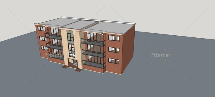 现代多层办公楼(80032)su模型下载