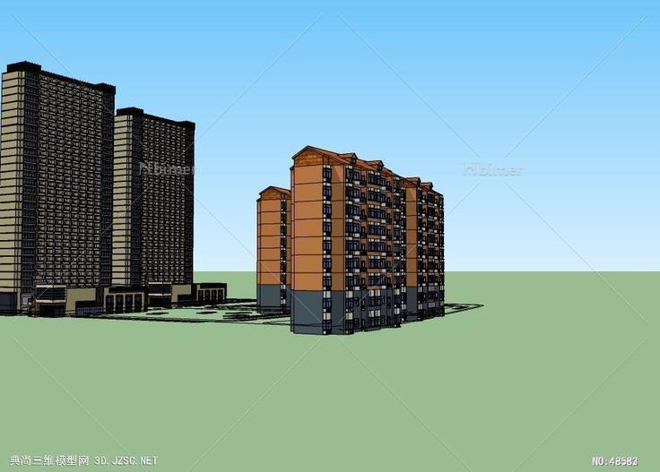 住宅与办公规划模型高层住宅 su模型 3d