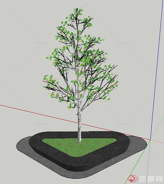 三角树池坐凳设计SU模型