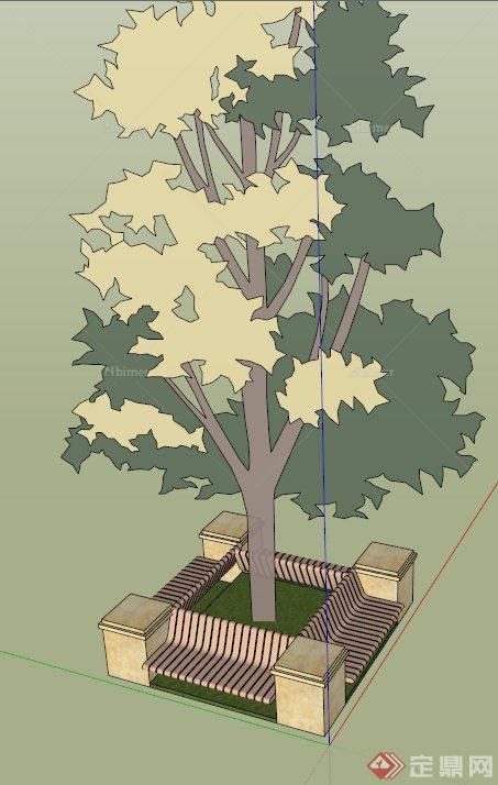 树坑靠椅设计SU模型