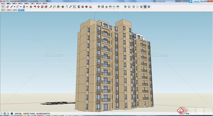 某11层住宅建筑设计SU模型