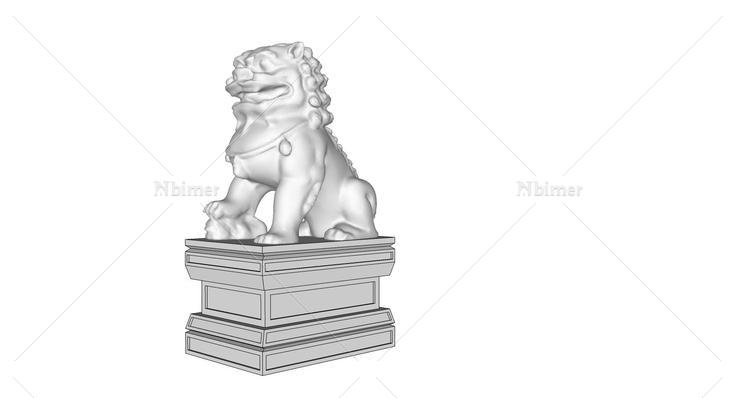 石狮子动物雕塑2(105255)su模型下载