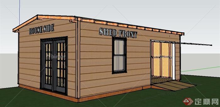 现代单层小仓库建筑设计SU模型