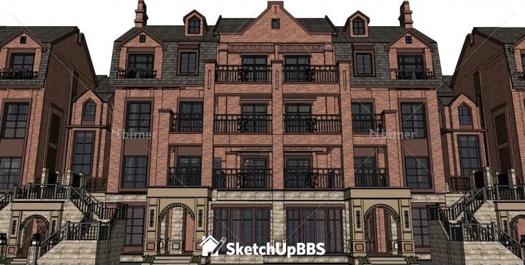 英式联排建筑设计方案带SketchUp模型下载分享