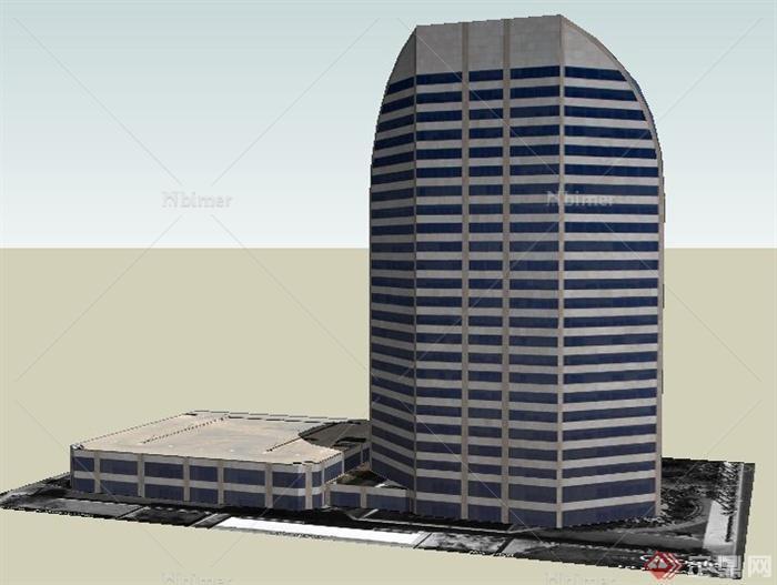 现代企业中心办公建筑设计su模型