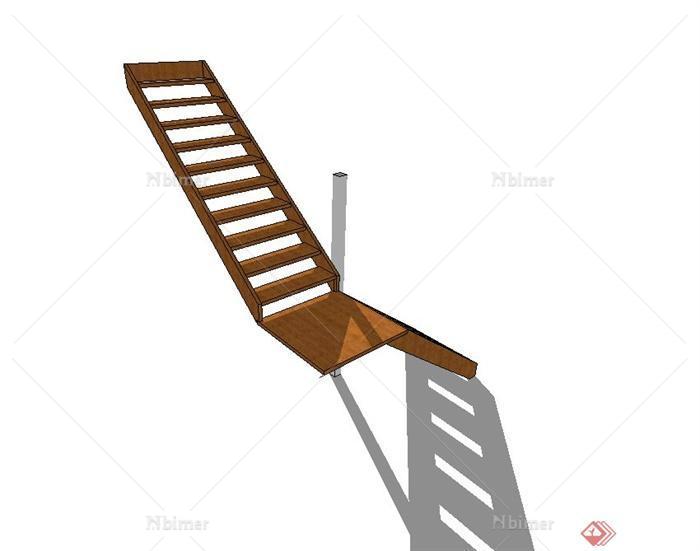 现代风格木质楼梯设计SU模型[原创]