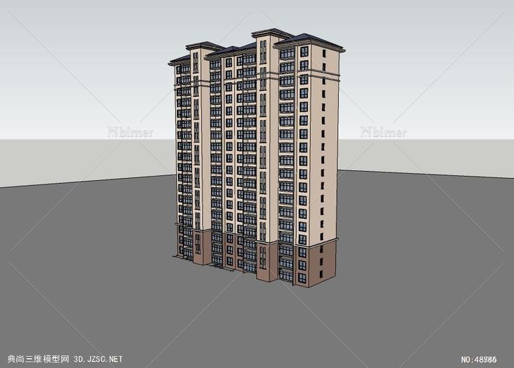 150户型高层住宅 su模型 3d