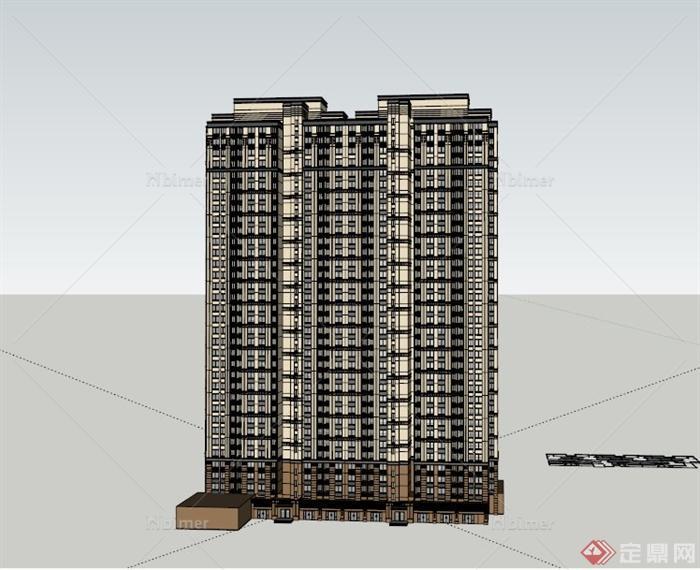 某新古典式高层电梯房住宅建筑设计SU模型