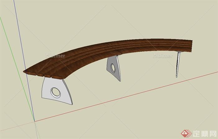 半圆形长条坐凳设计su模型