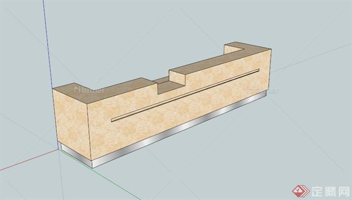 某现代黄色石材前台服务台SU模型