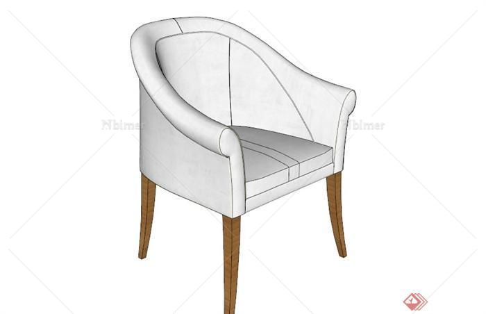 现代白色沙发椅设计SU模型
