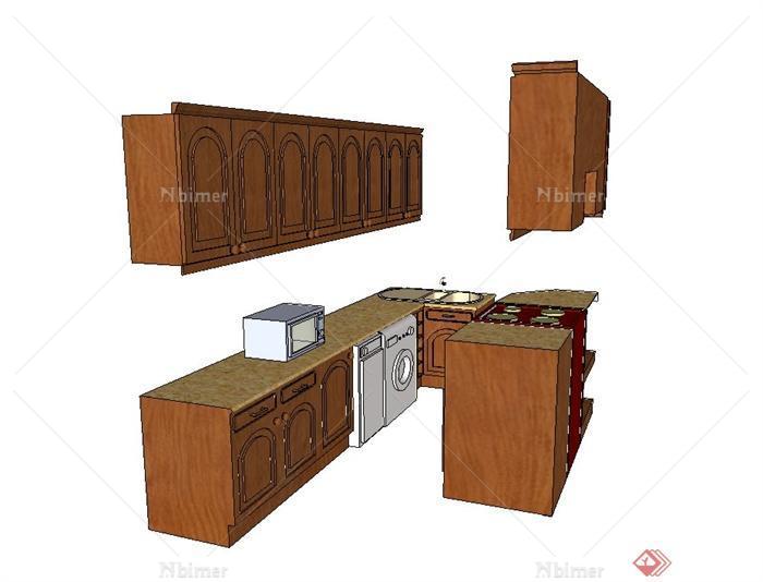 现代风格厨房厨柜设计su模型[原创]