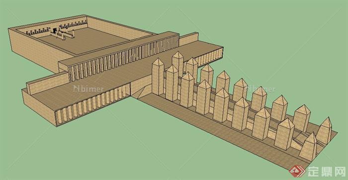 埃及古建圣殿建筑设计su模型