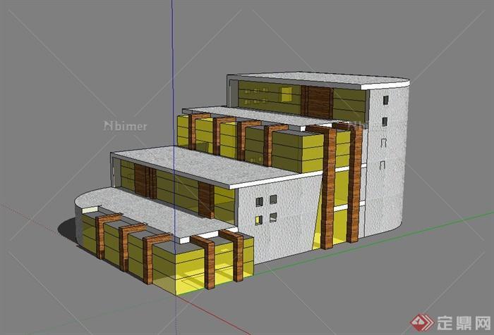 某现代风格独特造型别墅设计su模型