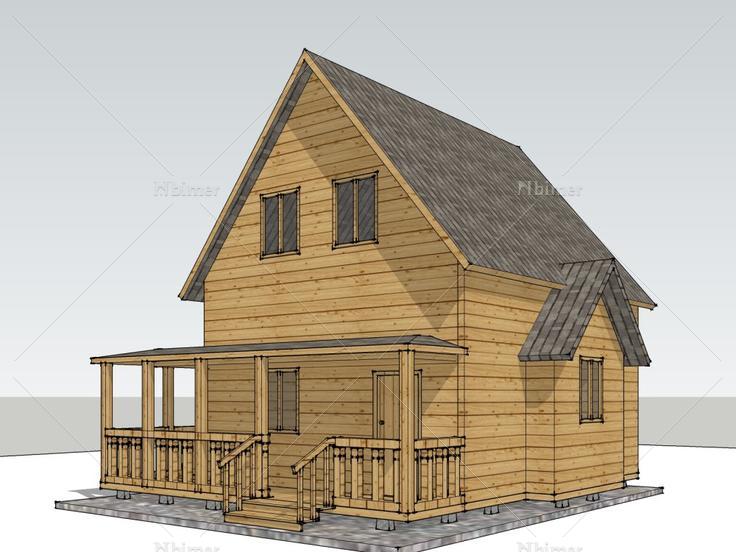 小木屋，现代主义风格，2层