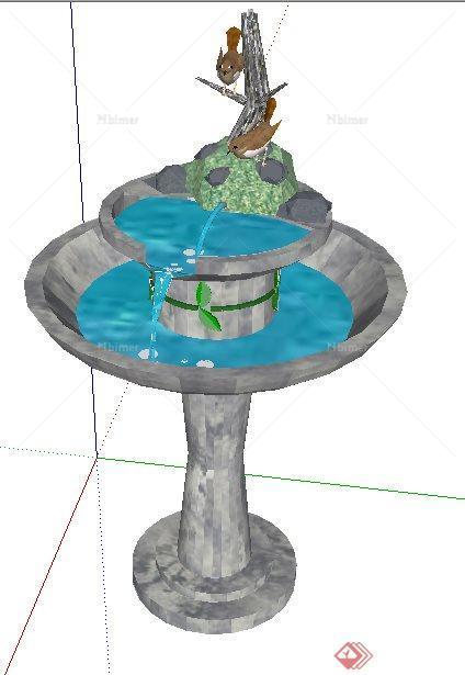 现代园林景观跌水水钵su模型