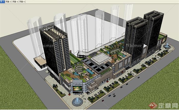 某现代商住建筑设计方案SU模型1