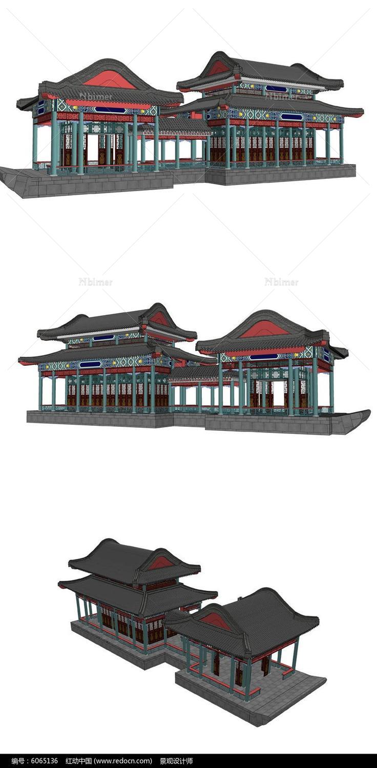 画舫景观建筑草图大师SU模型