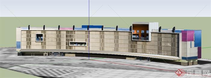 现代风格户型商业楼建筑设计su模型