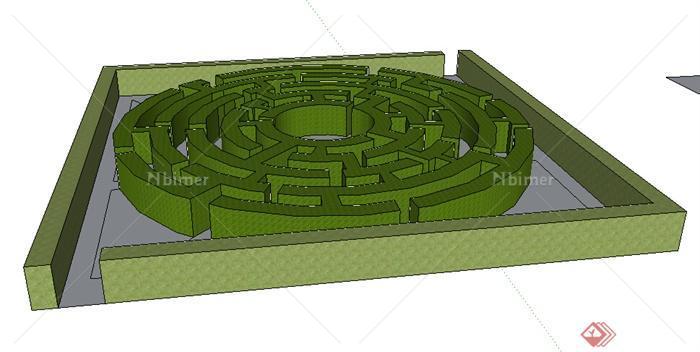 园林景观之现代绿篱迷宫设计方案su模型