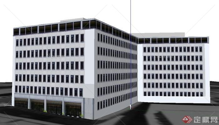 七层现代办公楼建筑设计su模型