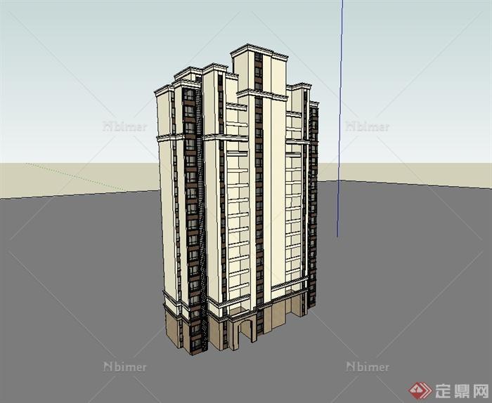新古典风格小高层住宅小区楼设计SU草图大师模型