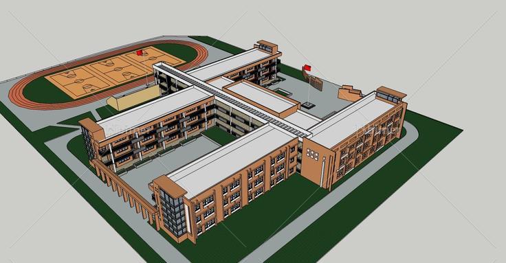 现代风格小学(76815)su模型下载