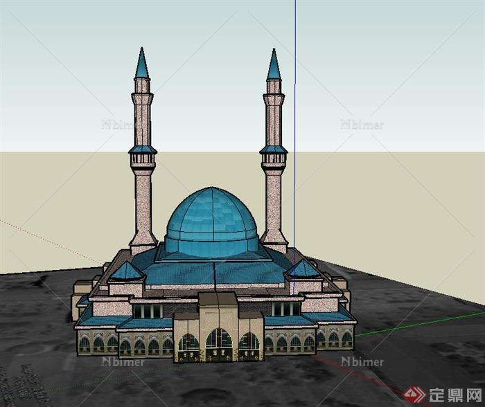 某单层欧式清真寺建筑设计SU模型