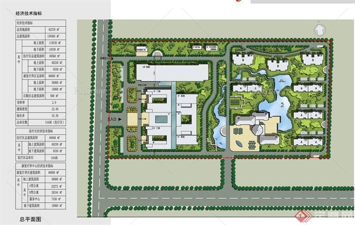 某现代500床综合医院建筑设计CAD方案图、SU模型
