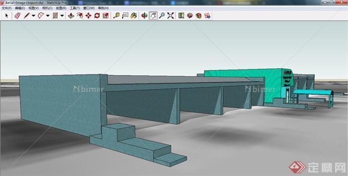 现代风格洗车场建筑设计su模型