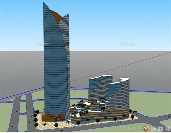 某城市现代高级豪华酒店建筑设计SU模型