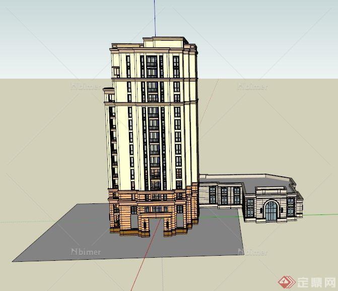 两款新古典办公建筑设计SU模型