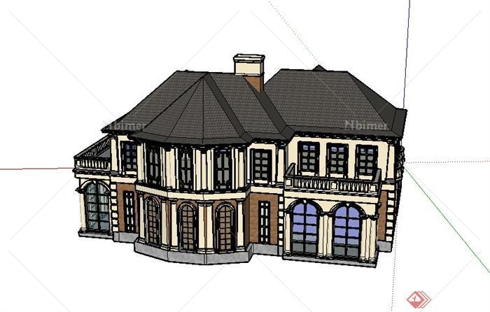 某欧式两层精致小别墅建筑设计SU模型