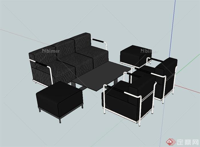 现代风格详细精致室内沙发设计SU模型[原创]