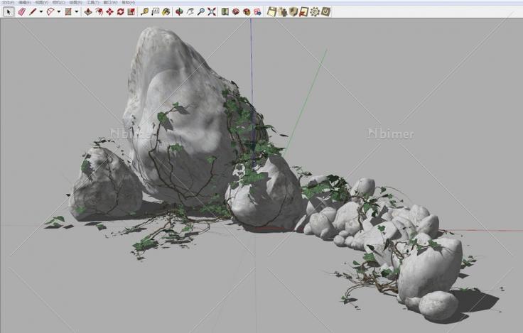 NEW!-分享精致假山石景观小品SketchUp模型下载分