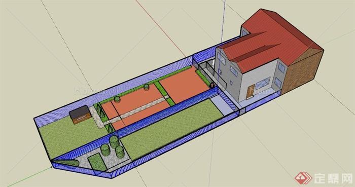 某欧式公寓住宅庭院景观设计SU模型