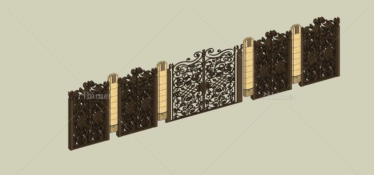 建筑构件--铁艺门(70023)su模型下载