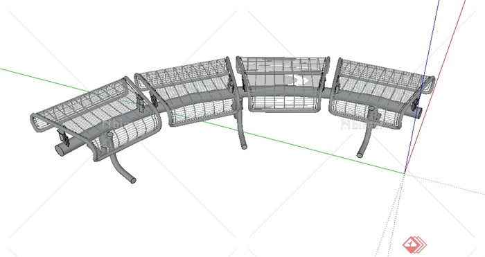 某园林景观铁艺坐凳SU模型素材